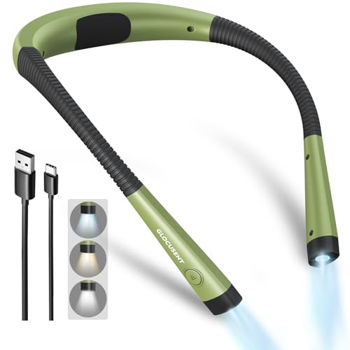 Glocusent Book Light, 3-Color & 6-Brightness Reading Light, Bendable Neck Light, 80-hr Lasting Rechargeable Lamp, Perfect Book Light for Reading in Bed, Knitting, Camping, Repairs(Green) - Image 1
