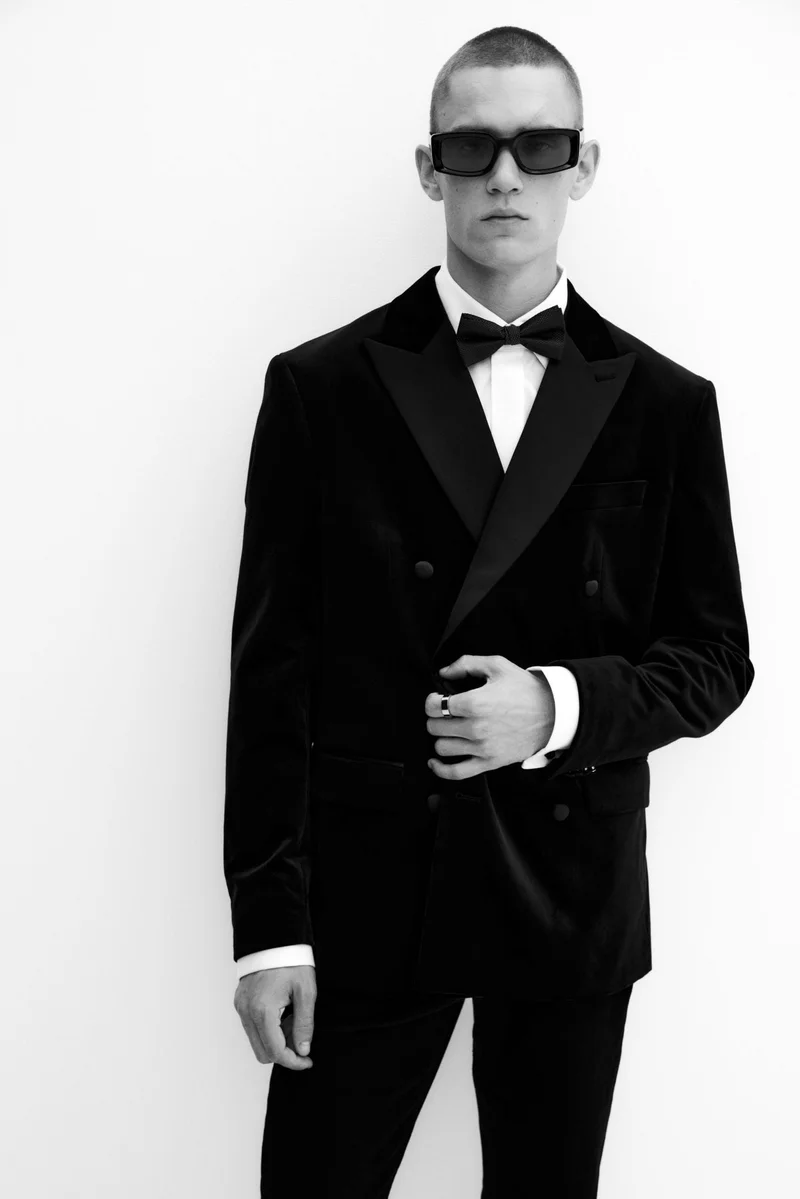 H&M Regular Fit Double-breasted velvet jacket