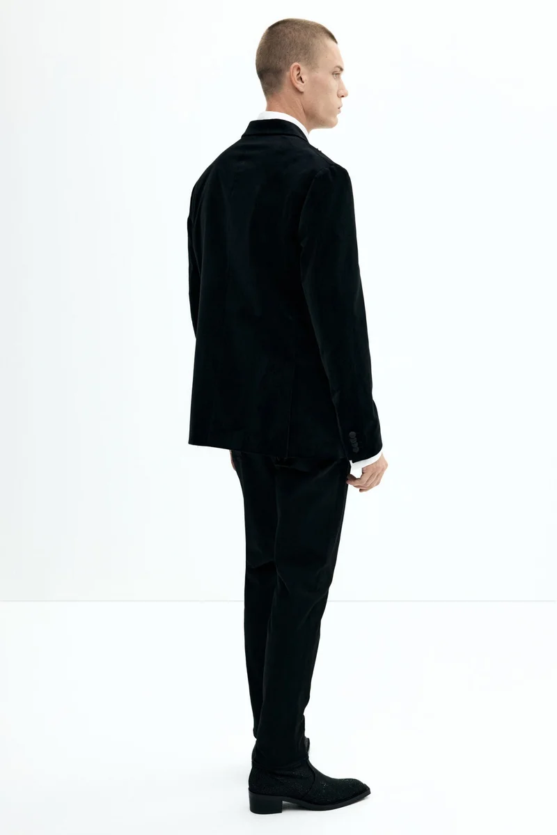 H&M Regular Fit Double-breasted velvet jacket