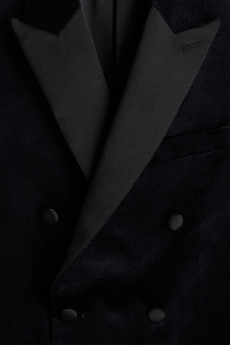 H&M Regular Fit Double-breasted velvet jacket