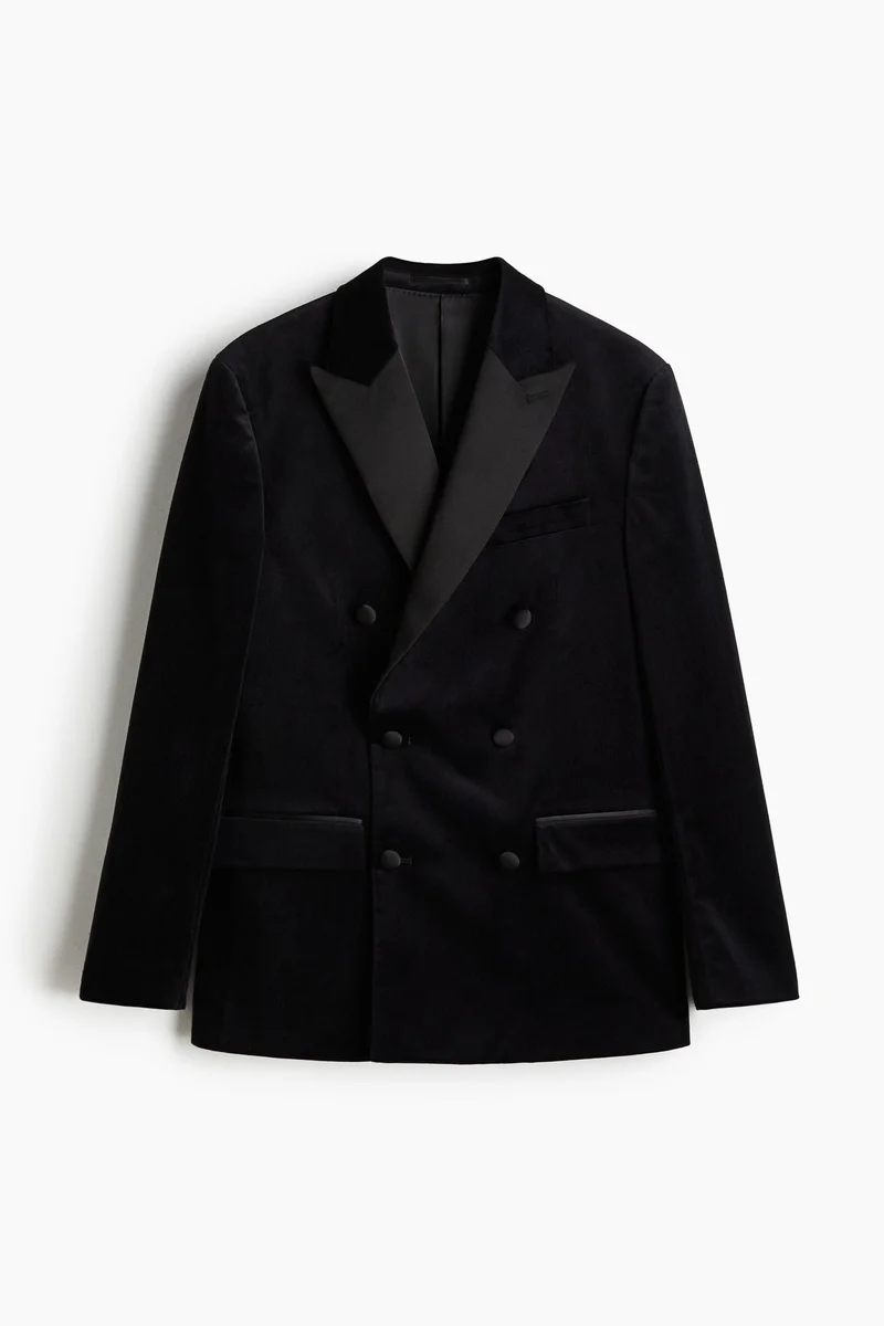 H&M Regular Fit Double-breasted velvet jacket