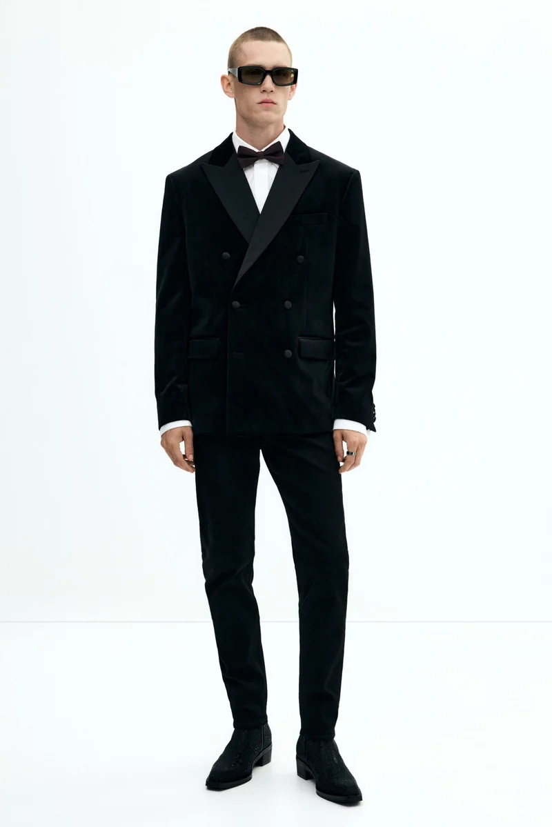H&M Regular Fit Double-breasted velvet jacket