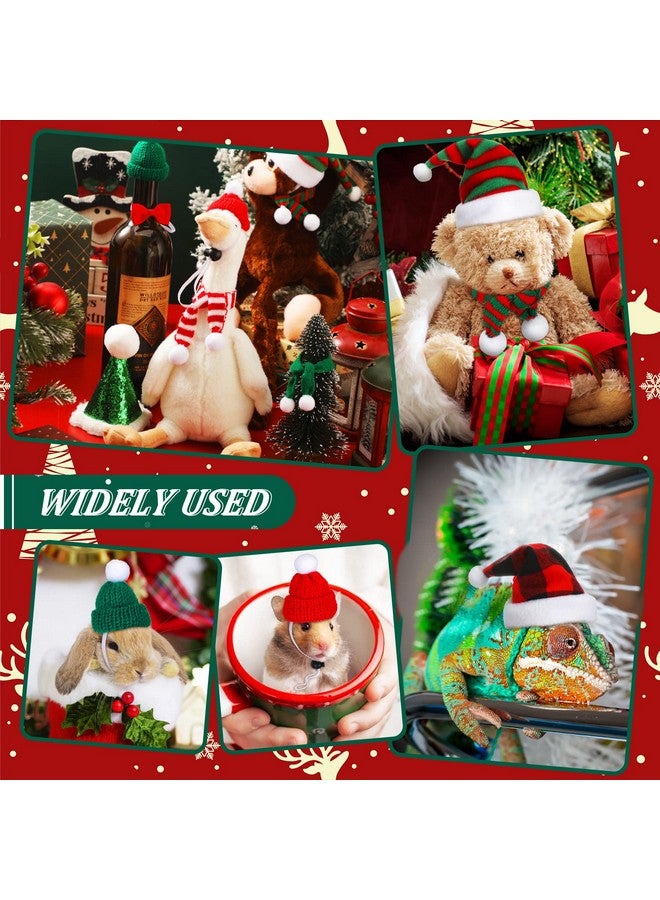 Sanwuta 12 Pcs Dog Cat Pet Santa Hat Scarf Set Small Santa Hats Scarf Christmas Guinea Pig Costume Small Animal Outfits for Guinea Pig Kitten Puppy Parrot Hen Duck Hamster Xmas Party Supplies - Image 2