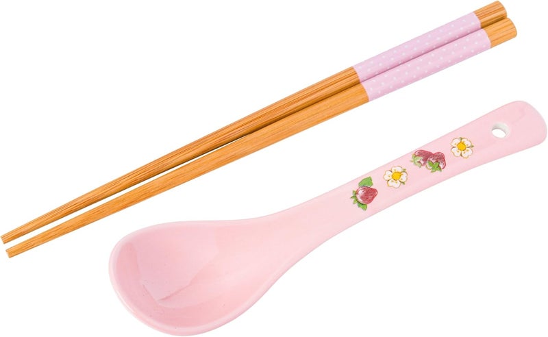 Silver Buffalo Strawberry Shortcake A Little Love is All It Takes Ceramic Ramen Noodle Rice Bowl with Chopsticks and Spoon Microwave Safe 20 Ounces - Image 3
