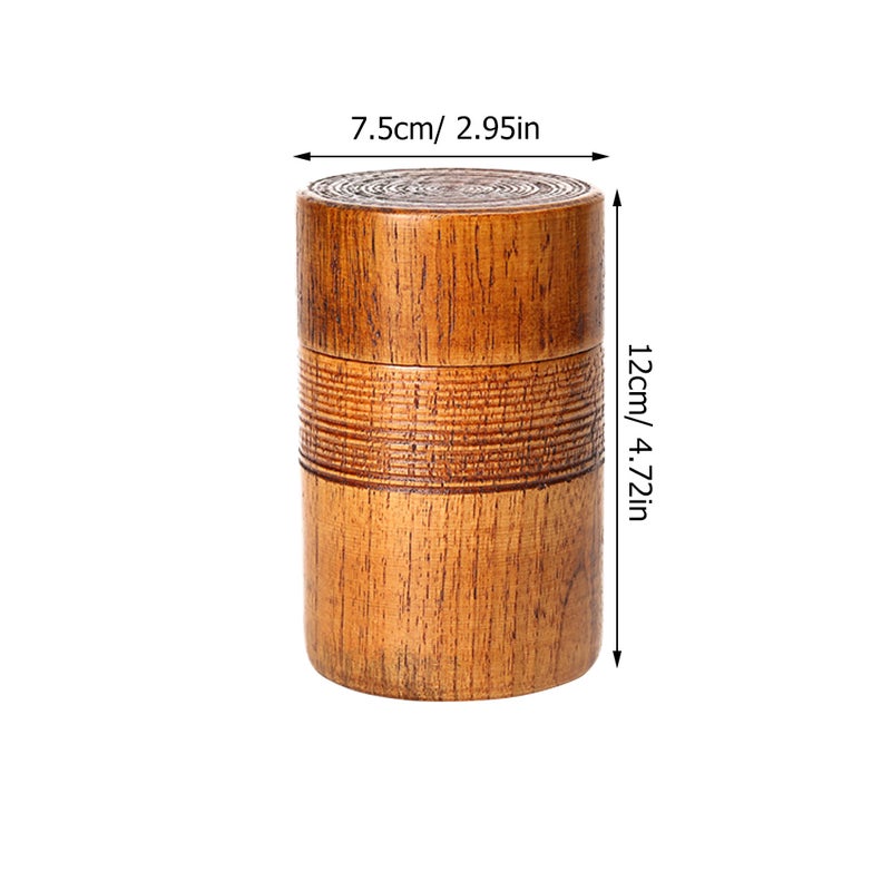 1pc Classical Sealing Container Tea Drum Sealed Can Chinese Style Round Shape for Home (Brown) - Image 2