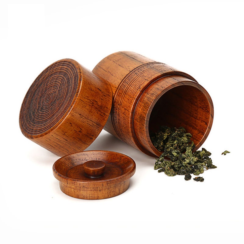 1pc Classical Sealing Container Tea Drum Sealed Can Chinese Style Round Shape for Home (Brown) - Image 5