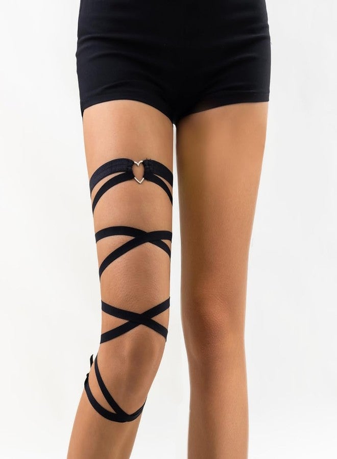 Aaishwarya Black Cross Strap Thigh Harness (Single pc) | Adjustable Strappy Tieable Leg Jewelry | Body Jewellery for Women and Girls | Party Accessory for Open Slit Dresses/Skirts - Image 4