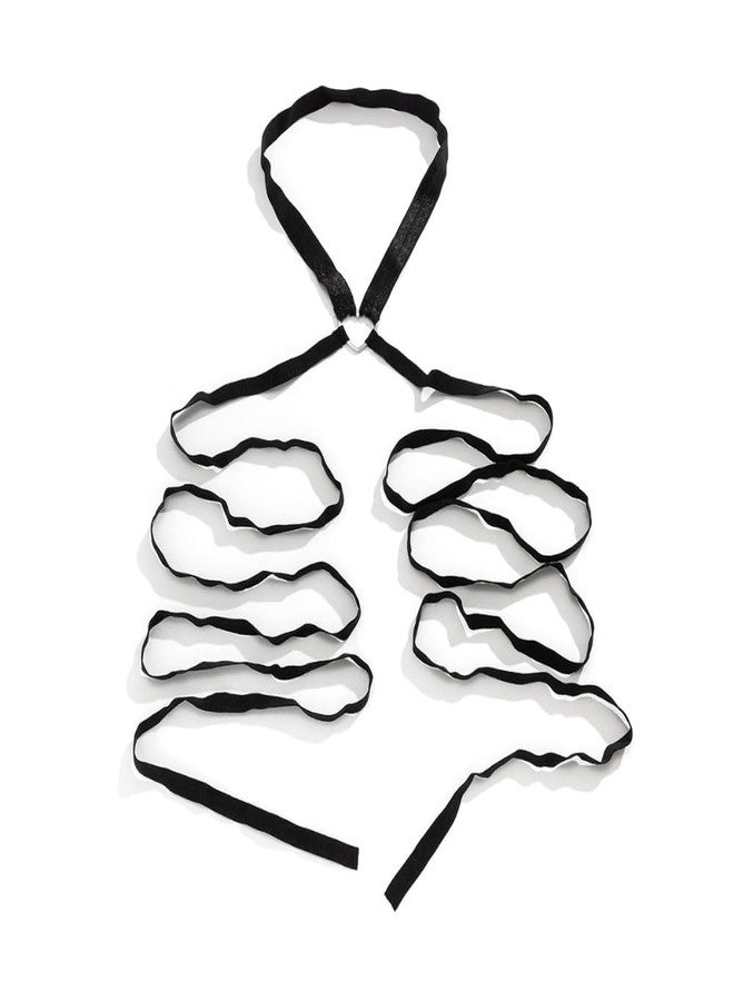 Aaishwarya Black Cross Strap Thigh Harness (Single pc) | Adjustable Strappy Tieable Leg Jewelry | Body Jewellery for Women and Girls | Party Accessory for Open Slit Dresses/Skirts - Image 1