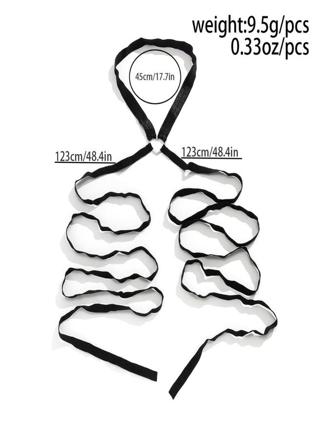 Aaishwarya Black Cross Strap Thigh Harness (Single pc) | Adjustable Strappy Tieable Leg Jewelry | Body Jewellery for Women and Girls | Party Accessory for Open Slit Dresses/Skirts - Image 3