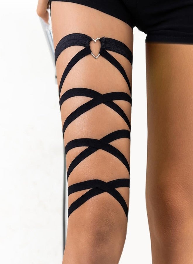 Aaishwarya Black Cross Strap Thigh Harness (Single pc) | Adjustable Strappy Tieable Leg Jewelry | Body Jewellery for Women and Girls | Party Accessory for Open Slit Dresses/Skirts - Image 5