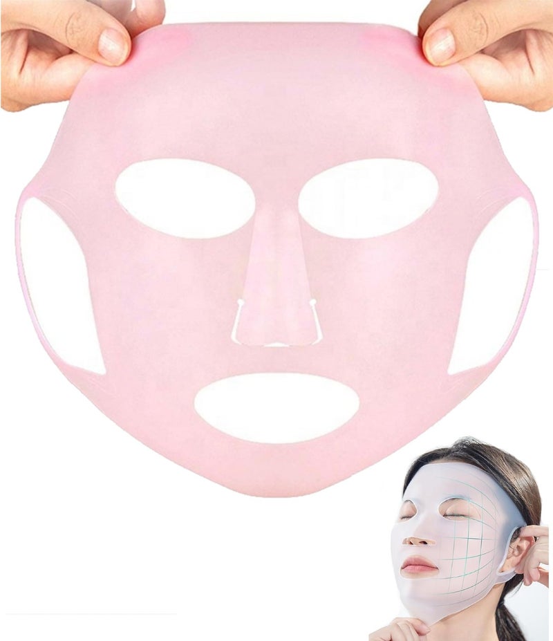 TLISMI Silicone Sheet Mask Cover Reusable Moisturizing Facial Mask Cover For Sheet Mask Anti-Wrinkle Slow Down The Evaporation Of Mask Essence Face Beauty Tool-L.Pink, 1 Count - Image 1