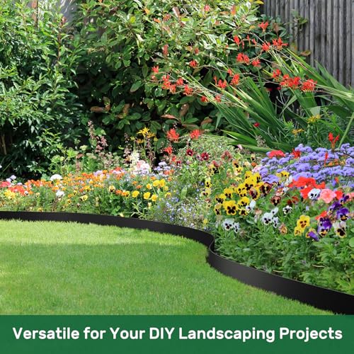 AGTEK 98FT Plastic Landscape Edging Kit 3inch Height No-Dig Garden Edging Border Lawn Edging Roll for Flower Bed Lawn Yard, Black, with 60 Anchoring Spikes - Image 5