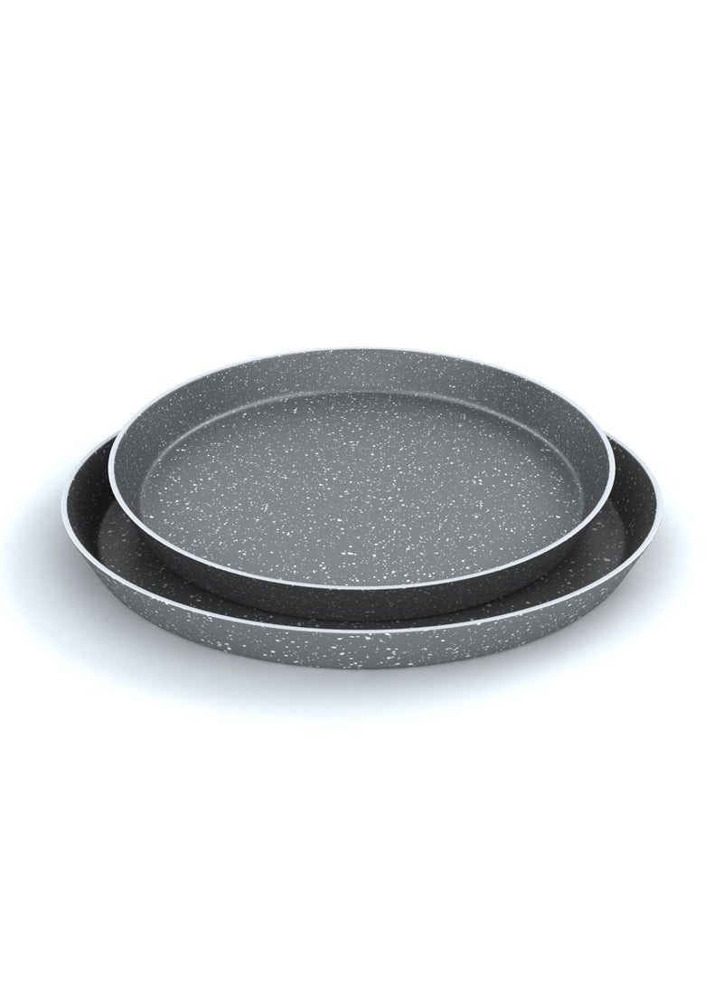 Lapis لابيس طقم صوانى بيتزا جرانيت مقاس 28 - 32 سم رصاصي 2 قطعه - Image 2