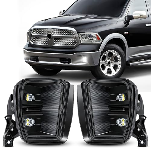 FICOLPO Led Fog Lights for 2013 2014 2015 2016 2017 2018 Dodge Ram 1500 & 2019 2020 2021 RAM 1500 Classic Pickup (Not Fit for Rebel Models) - Bumper Driving Fog Lamps OEM Replacement (White Light) - Image 1