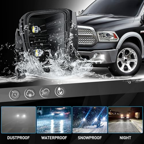 FICOLPO Led Fog Lights for 2013 2014 2015 2016 2017 2018 Dodge Ram 1500 & 2019 2020 2021 RAM 1500 Classic Pickup (Not Fit for Rebel Models) - Bumper Driving Fog Lamps OEM Replacement (White Light) - Image 5