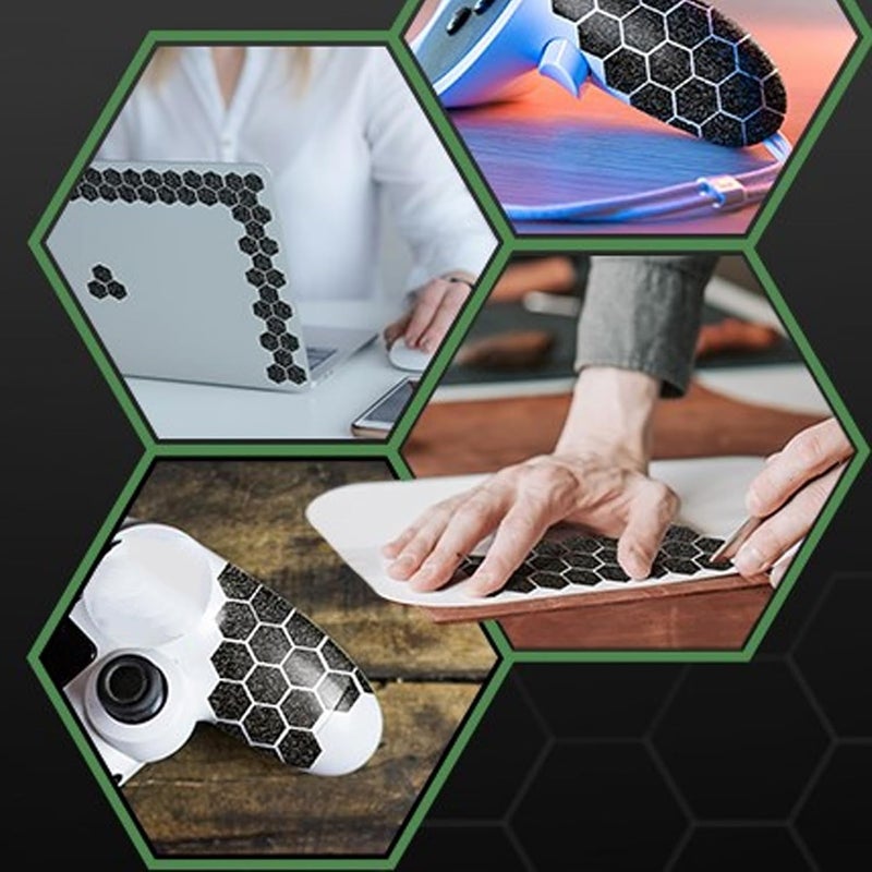 10 Pcs Hex Shape Grip Tape, Super Thin Acrylic Anti Slip Sticker for Phone Keyboard, Sweat Absorbing Black Grip Tape with Strong Adhesion for Gaming and Daily - Image 2