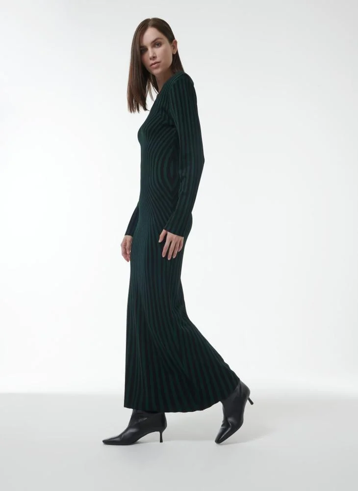 Leem Warped Stripe Knitted Dress