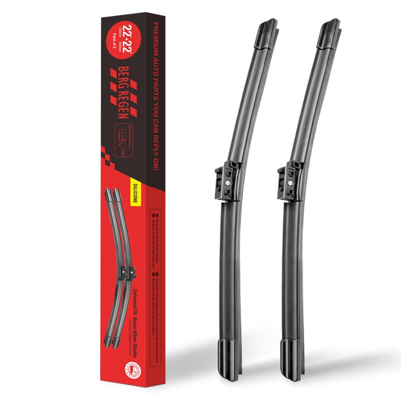 BERG REGEN 22 inch2 Pack Silicone Windshield Wiper Blades Replacement for MBZ C300 C350e C43 C63 GLC43 AMG C63 GLC63 AMG S MBZ GLC300 OEM Quality Wiper BladesTop Lock Set of 2