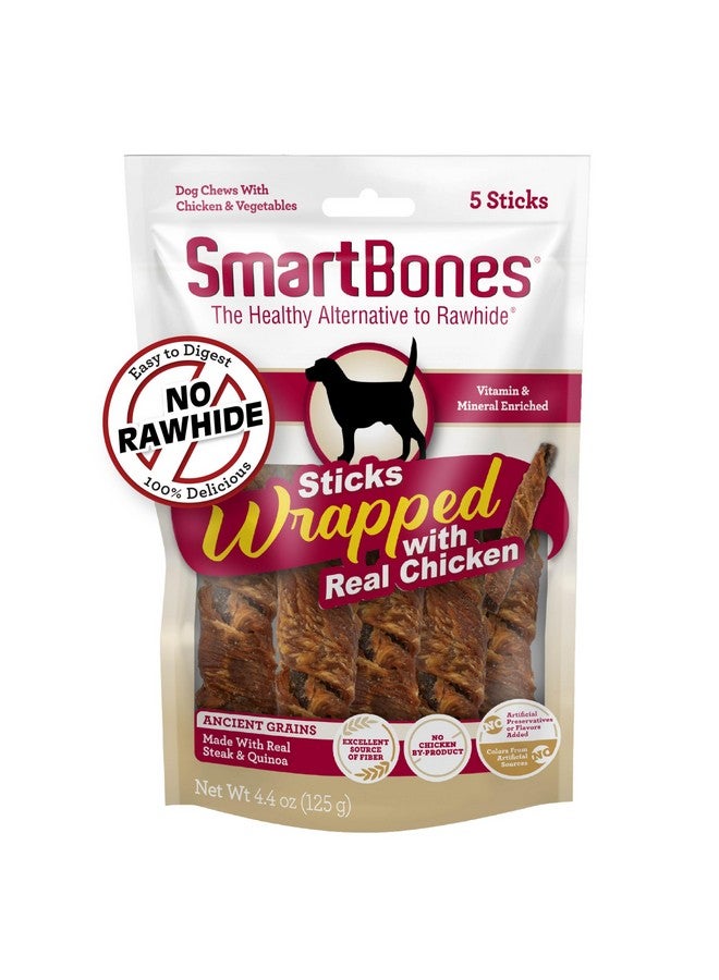 SmartBones Sticks Wrapped with Real Chicken, Steak and Quinoa Rawhide-Free Chews for Dogs, 5 Chews Per Pack, 4.4 Ounces - Image 1