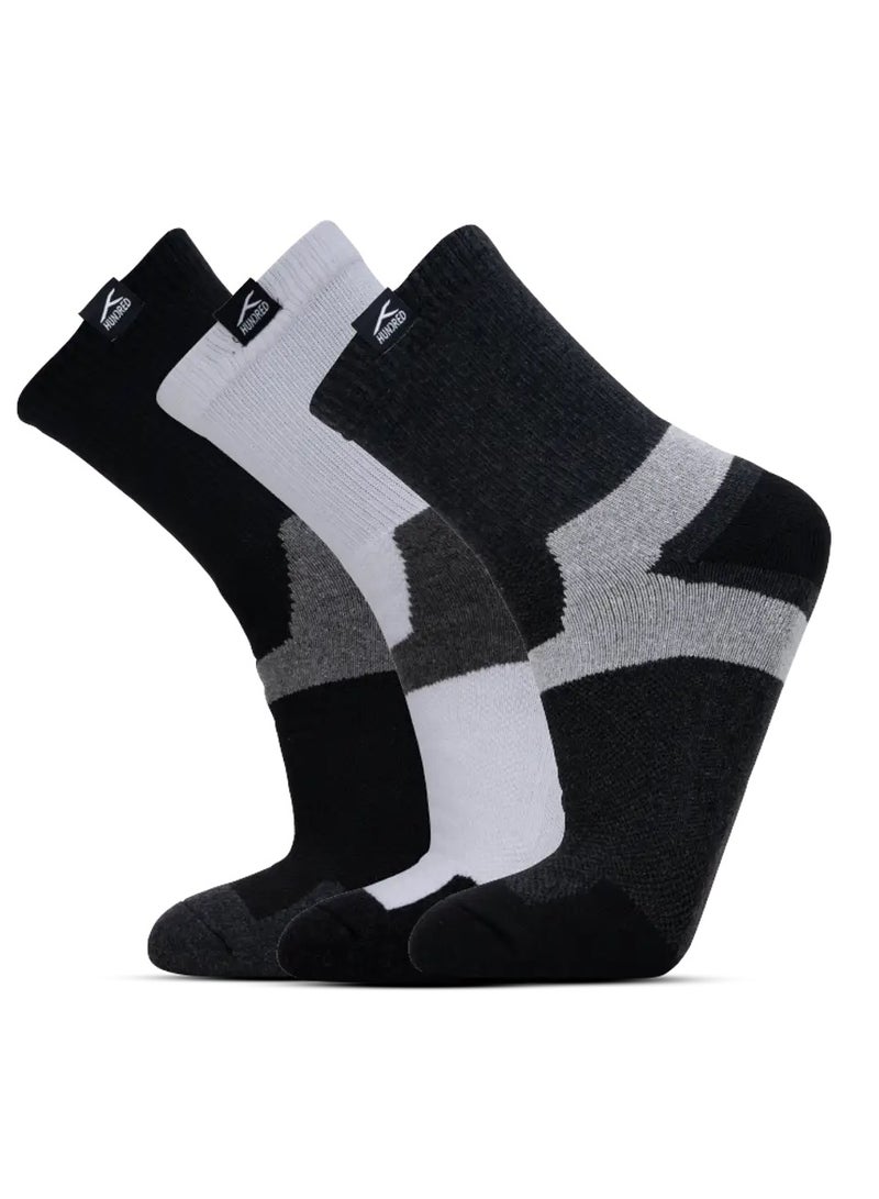 HUNDRED Men'S Sports Socks - Quarter (Assorted) (Hbas-3M057-T) - Image 1