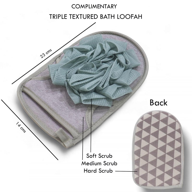 COOZLY Dermbrandt 100% Cotton Premium Bath Towels with Loofah | 3X Absorbent Than Plain Cotton Towels | Lightweight | Quick Dry | 140 x 70 cm | Self Cotton Jaquard Towel Design (Grey Striped) - Image 5