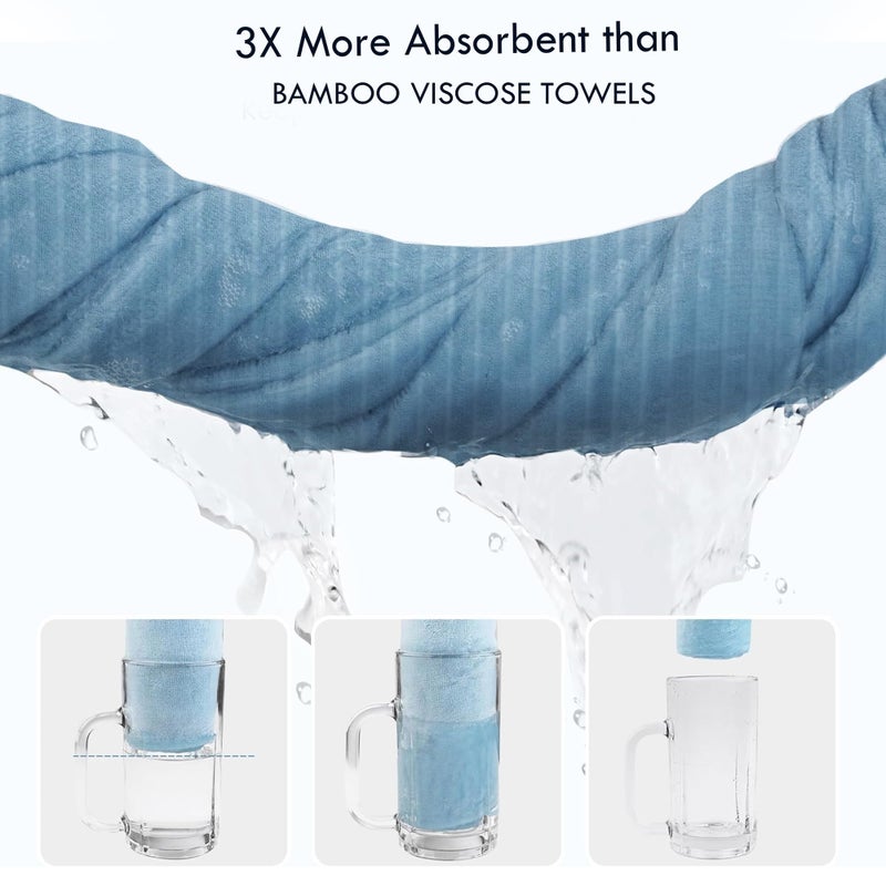 COOZLY Dermbrandt 100% Cotton Premium Bath Towels with Loofah | 3X Absorbent Than Plain Cotton Towels | Lightweight | Quick Dry | 140 x 70 cm | Self Cotton Jaquard Towel Design (Grey Striped) - Image 4