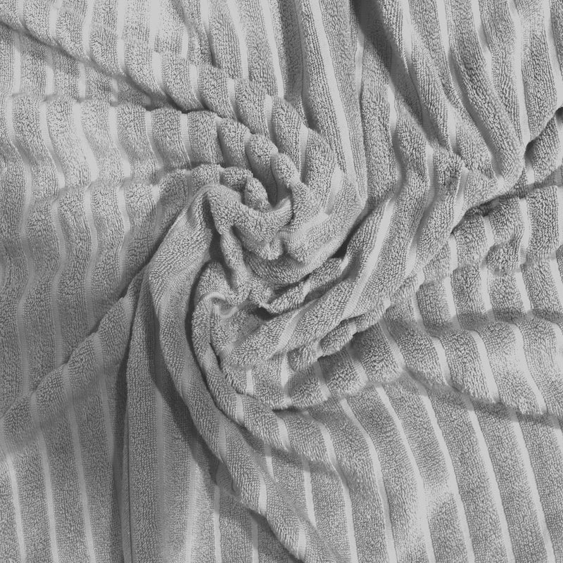 COOZLY Dermbrandt 100% Cotton Premium Bath Towels with Loofah | 3X Absorbent Than Plain Cotton Towels | Lightweight | Quick Dry | 140 x 70 cm | Self Cotton Jaquard Towel Design (Grey Striped) - Image 3