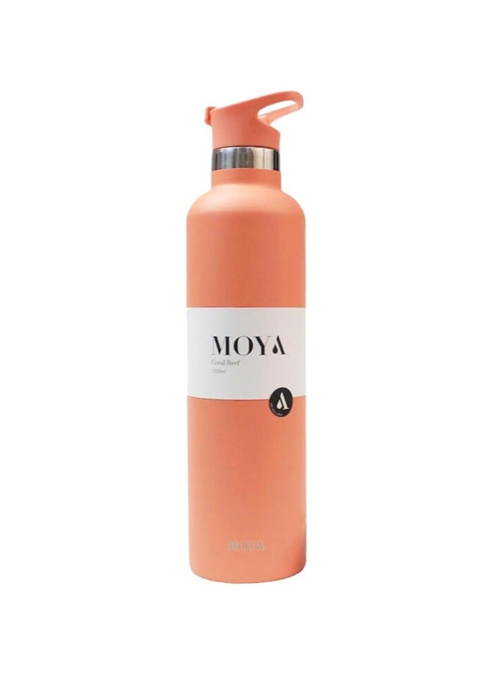 MOYA 1 Ltr Coral Reef Insulated Sustainable Water Bottle Spout Lid, Coral - Image 1