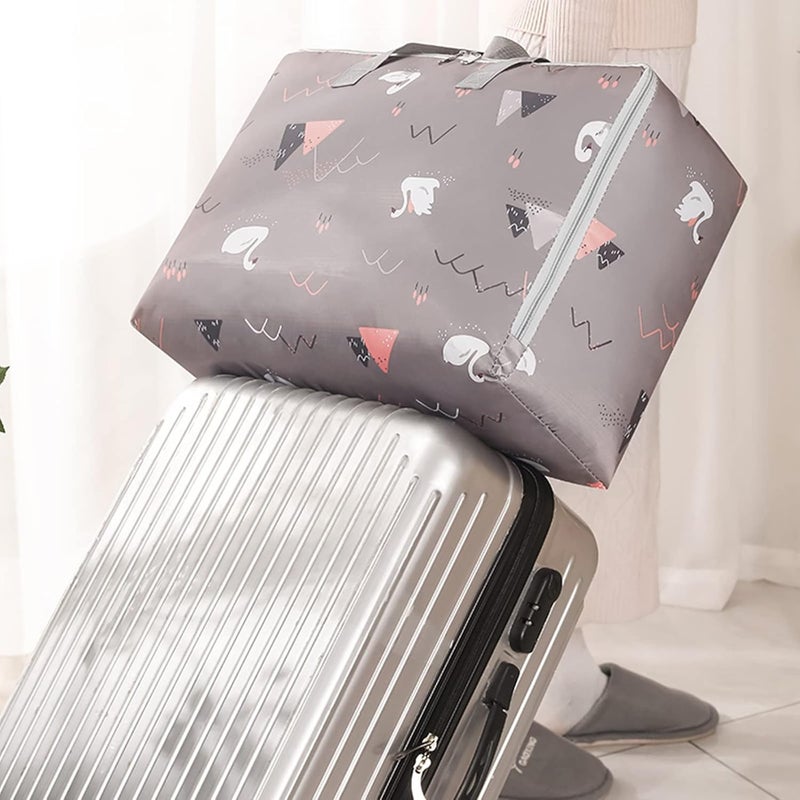 wolpin Nonwoven Extra Large Size Underbed Storage Bag Waterproof 58 x 40 x 23 cm Zippered Closure Handle Swan Print Rectangular - Image 5
