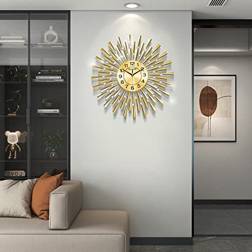 NEOTEND Large Wall Clock for Living Room Decor Gold Modern Silent Kitchen Big Wall Watch Clock for Bedroom Decorative Office Non Ticking Wall Decor 24 Inch - Image 3