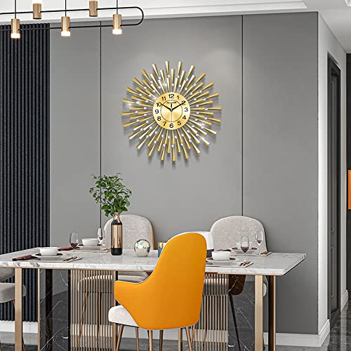 NEOTEND Large Wall Clock for Living Room Decor Gold Modern Silent Kitchen Big Wall Watch Clock for Bedroom Decorative Office Non Ticking Wall Decor 24 Inch - Image 2