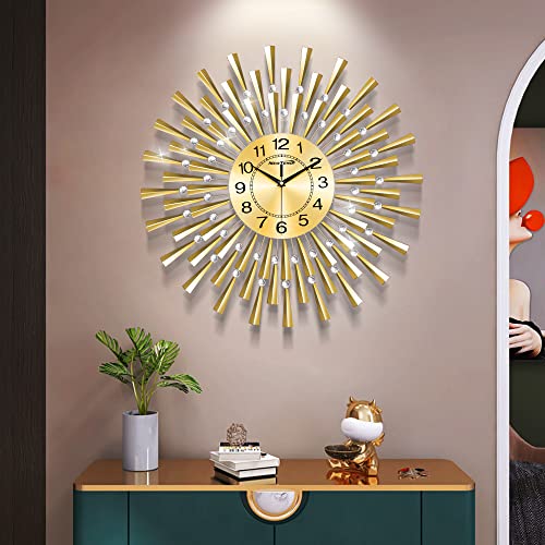 NEOTEND Large Wall Clock for Living Room Decor Gold Modern Silent Kitchen Big Wall Watch Clock for Bedroom Decorative Office Non Ticking Wall Decor 24 Inch - Image 1