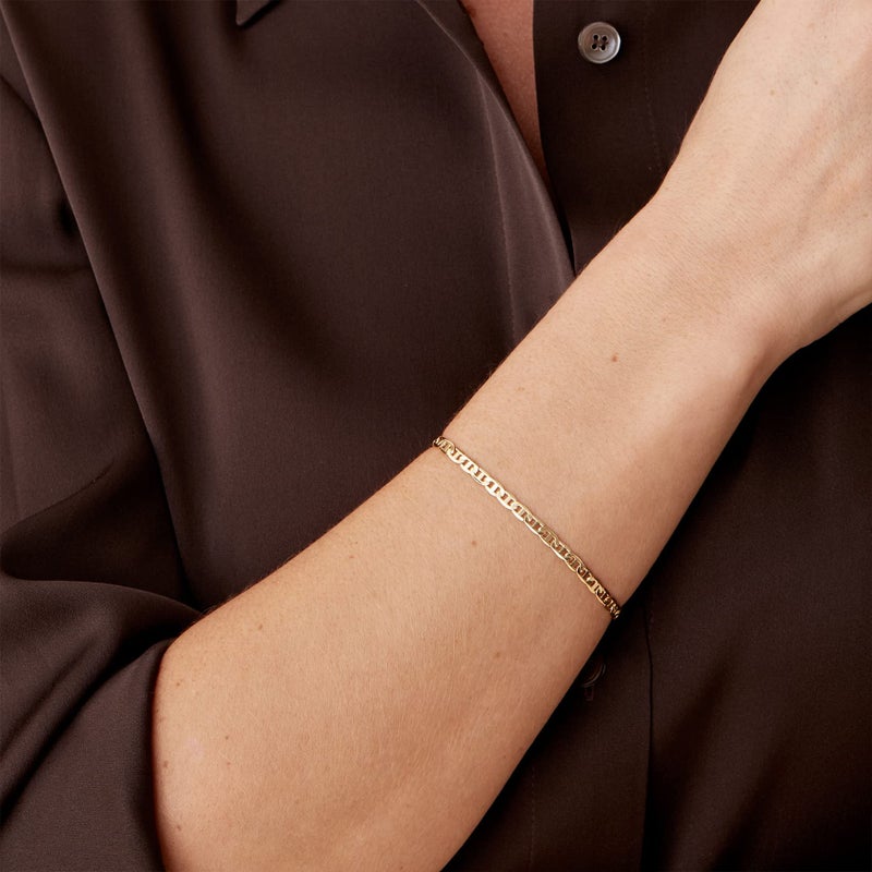 PAVOI 14K Gold Plated Paperclip/Curb/Figaro Chain Adjustable Bracelet for Women (Cuban, Yellow Gold Plated) - Image 2