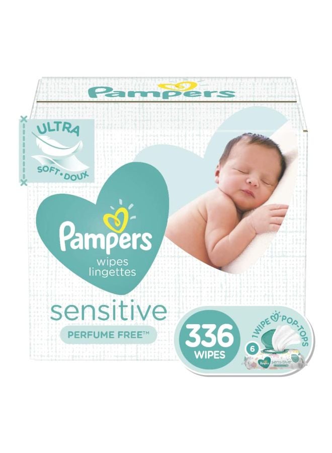 Pampers Sensitive Baby Wipes 6 Pop-Top Packs x 56 Wipes, 336 Count - Image 1