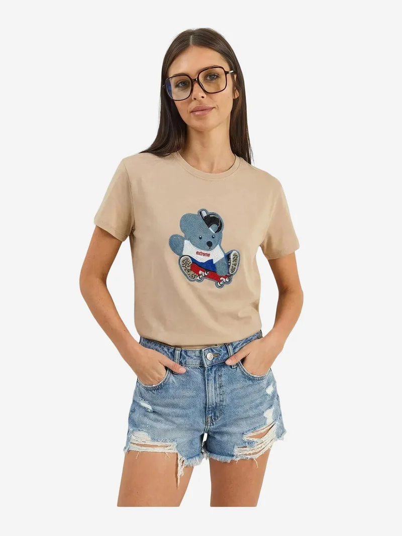 بيانكو لوتشي LUCCI Embroidered Crew Neck T-Shirt