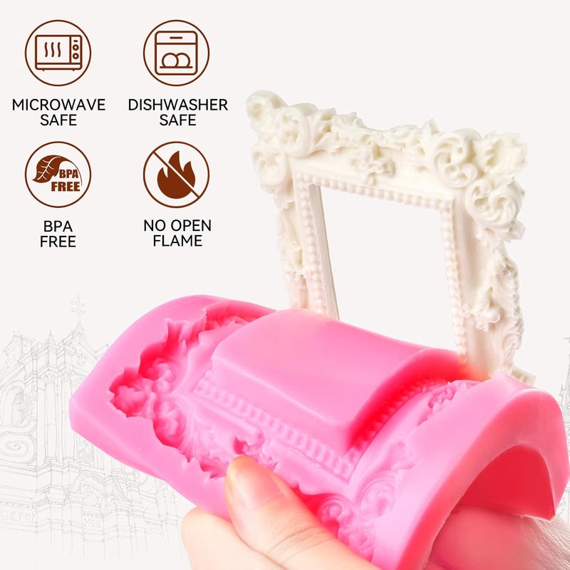 Puyeipt 4 Pcs Mini Photo Frame Silicone Mold, Fondant Sugar Mold Chocolate Candy Molds for Cake Pop, Cupcake, Mouse,Dessert Decorating and DIY - Image 3