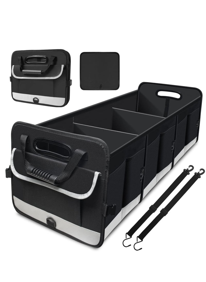 SYOSI Car Trunk Organizer, Heavy Duty Collapsible 95 L Capacity Storage, Multi-Compartment Pockets, Securing Adjustable Straps Ideal Travel, Camping, Shopping, Perfect for SUV, Truck, Sedan - Image 1