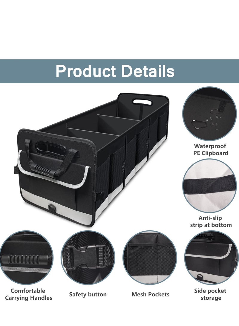 SYOSI Car Trunk Organizer, Heavy Duty Collapsible 95 L Capacity Storage, Multi-Compartment Pockets, Securing Adjustable Straps Ideal Travel, Camping, Shopping, Perfect for SUV, Truck, Sedan - Image 5