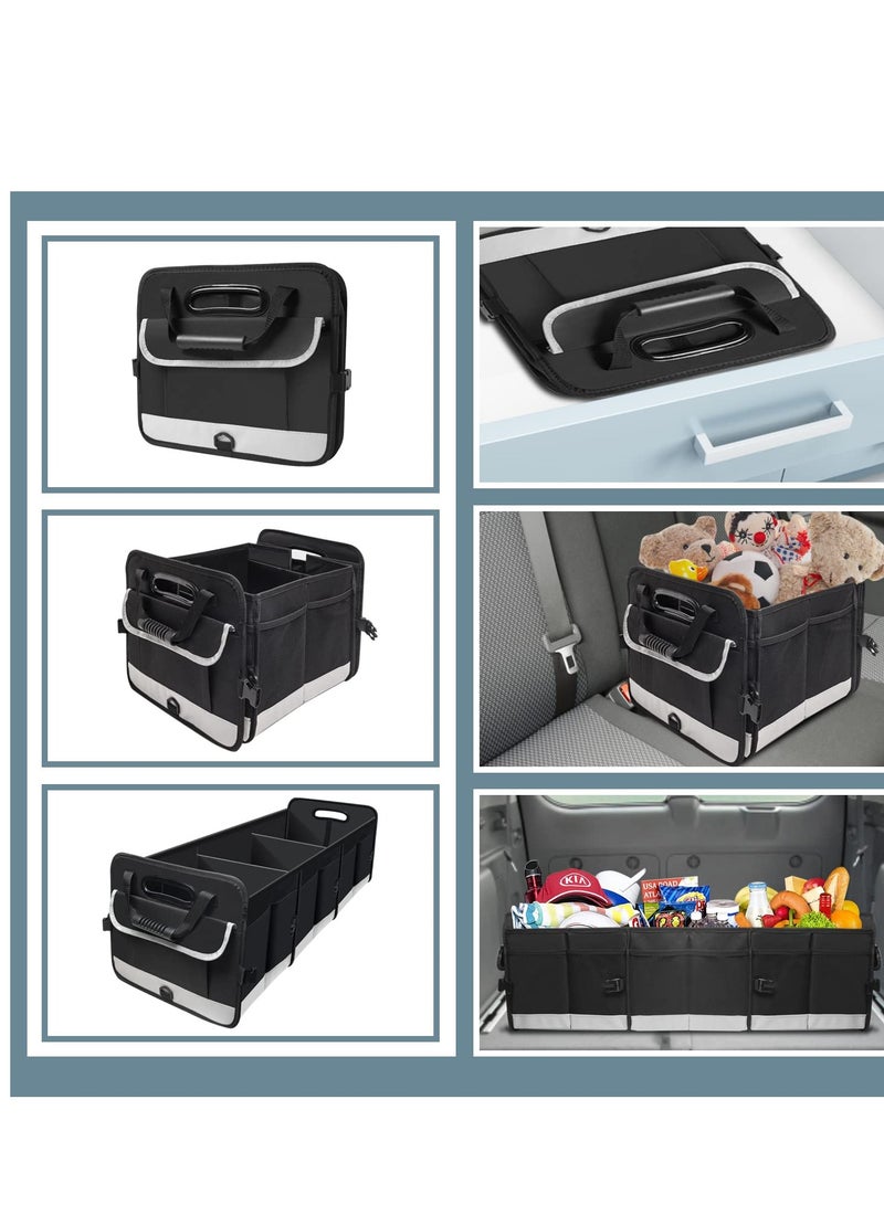 SYOSI Car Trunk Organizer, Heavy Duty Collapsible 95 L Capacity Storage, Multi-Compartment Pockets, Securing Adjustable Straps Ideal Travel, Camping, Shopping, Perfect for SUV, Truck, Sedan - Image 4