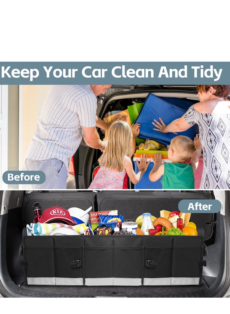 SYOSI Car Trunk Organizer, Heavy Duty Collapsible 95 L Capacity Storage, Multi-Compartment Pockets, Securing Adjustable Straps Ideal Travel, Camping, Shopping, Perfect for SUV, Truck, Sedan - Image 3