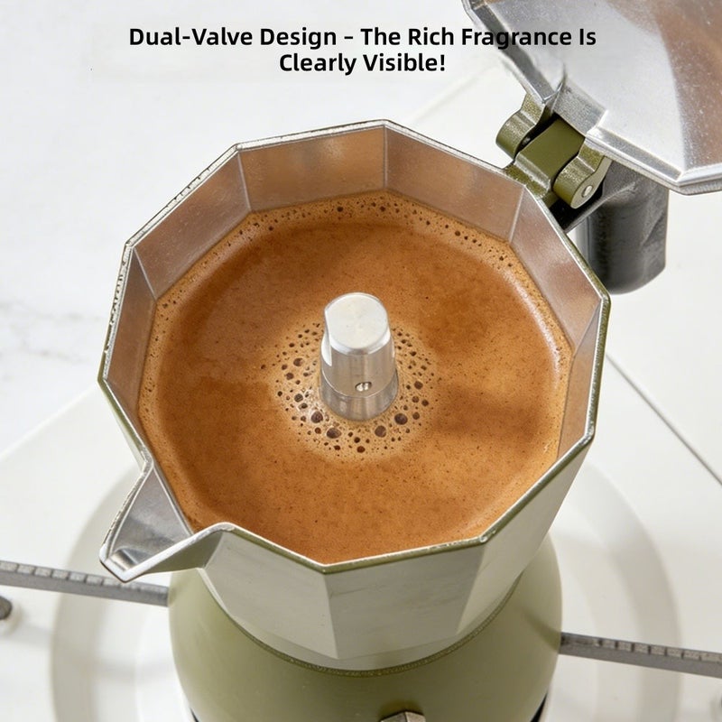 Household Double-Valve Aluminum Moka Pot for Espresso Extraction, Office Coffee Maker, Portable Brewing Tool - Image 4