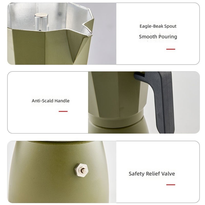 Household Double-Valve Aluminum Moka Pot for Espresso Extraction, Office Coffee Maker, Portable Brewing Tool - Image 3