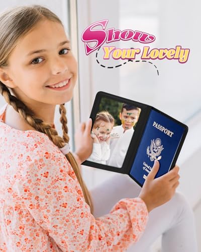 Slohif Kids Passport Holder Lugguage Tag Set Suitcase Cover Wallet Case for Travel Boys Women - Cute Leather Passport Book Personalized Organizer Card Protector Sleeve Essentials Slim Carrier Game - Image 3