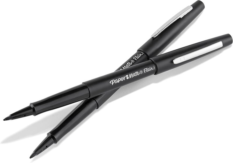 Papermate Flair Felt Tip Pens, Medium Point (0.7mm), Black, 2 Count (Pack of 1) - Image 2