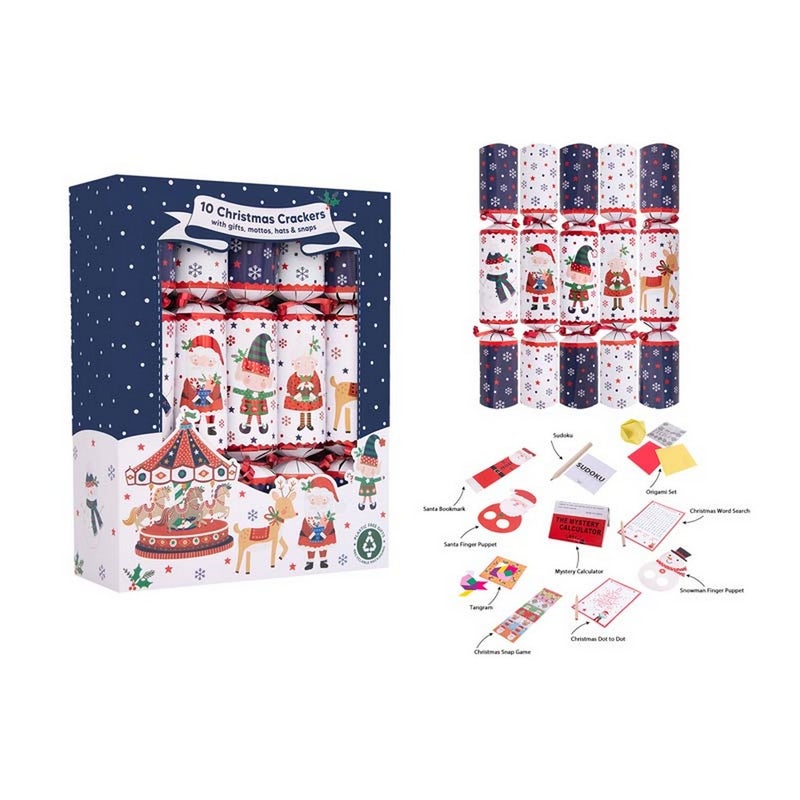 RSW 10 Family Santa and Friends 12 Inch Christmas Crackers – Premium Holiday Party Favors and Seasonal Fun for Kids and Family, Perfect for Festive Celebrations and Gifts