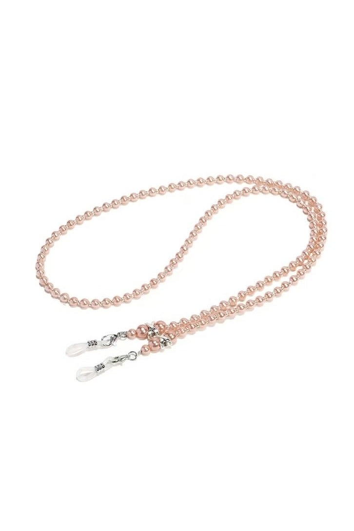 سلسلة نظارات من اللؤلؤ للرجال والنساء، حامل حزام للنظارات، حبل معلق للرقبة، إكسسوار للنظارات (ذهبي وردي/وردي/أبيض) - Image 5