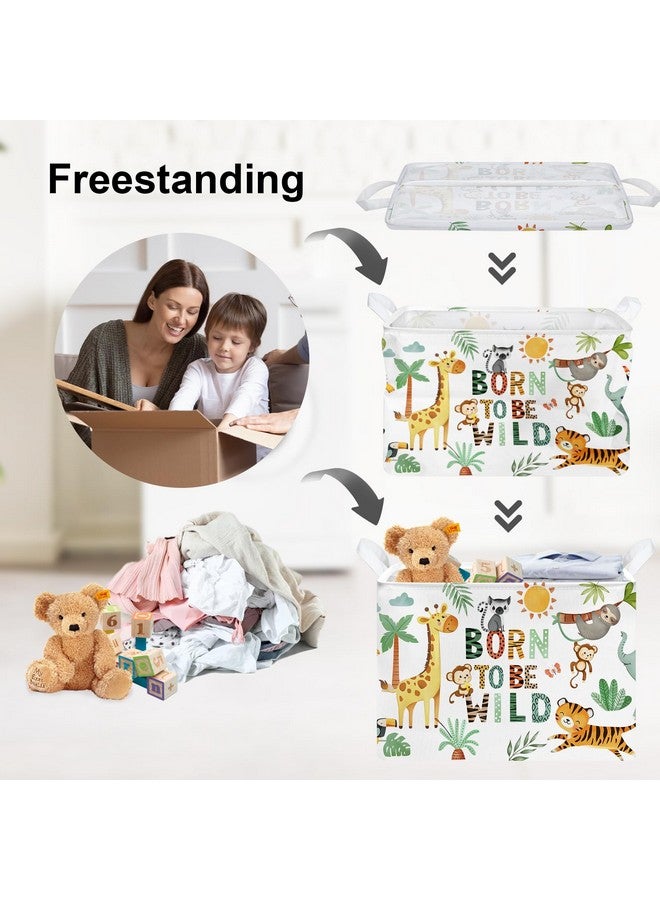 Clastyle 36L Boho Tropical Animal Tree Elephant Kid Storage Basket Rectangle Giraffe Lion Tiger Clothes Toy Nursery Bin Book Shelf Basket - Image 3