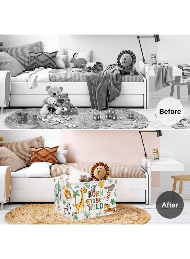 Clastyle 36L Boho Tropical Animal Tree Elephant Kid Storage Basket Rectangle Giraffe Lion Tiger Clothes Toy Nursery Bin Book Shelf Basket - Image 2
