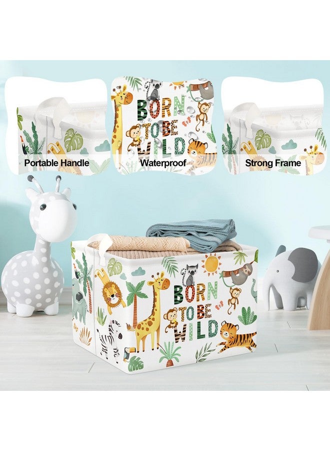 Clastyle 36L Boho Tropical Animal Tree Elephant Kid Storage Basket Rectangle Giraffe Lion Tiger Clothes Toy Nursery Bin Book Shelf Basket - Image 4