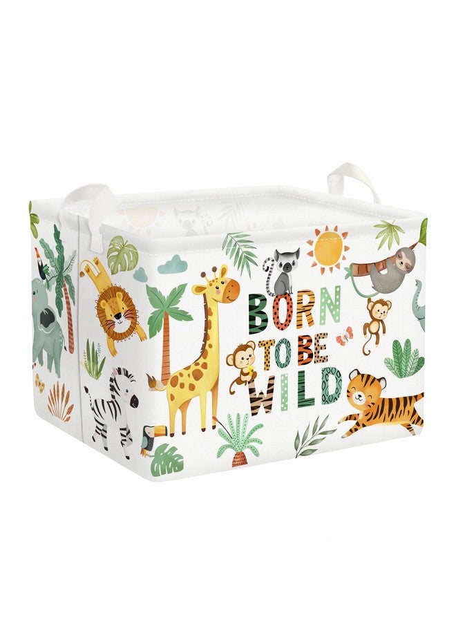 Clastyle 36L Boho Tropical Animal Tree Elephant Kid Storage Basket Rectangle Giraffe Lion Tiger Clothes Toy Nursery Bin Book Shelf Basket - Image 1